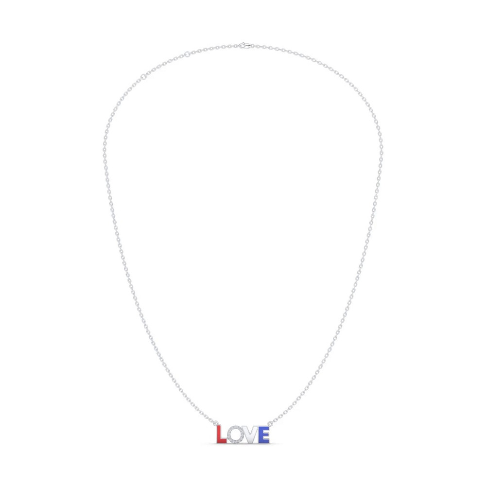 360 degree view of Patriotic Love Lab Diamond Necklace