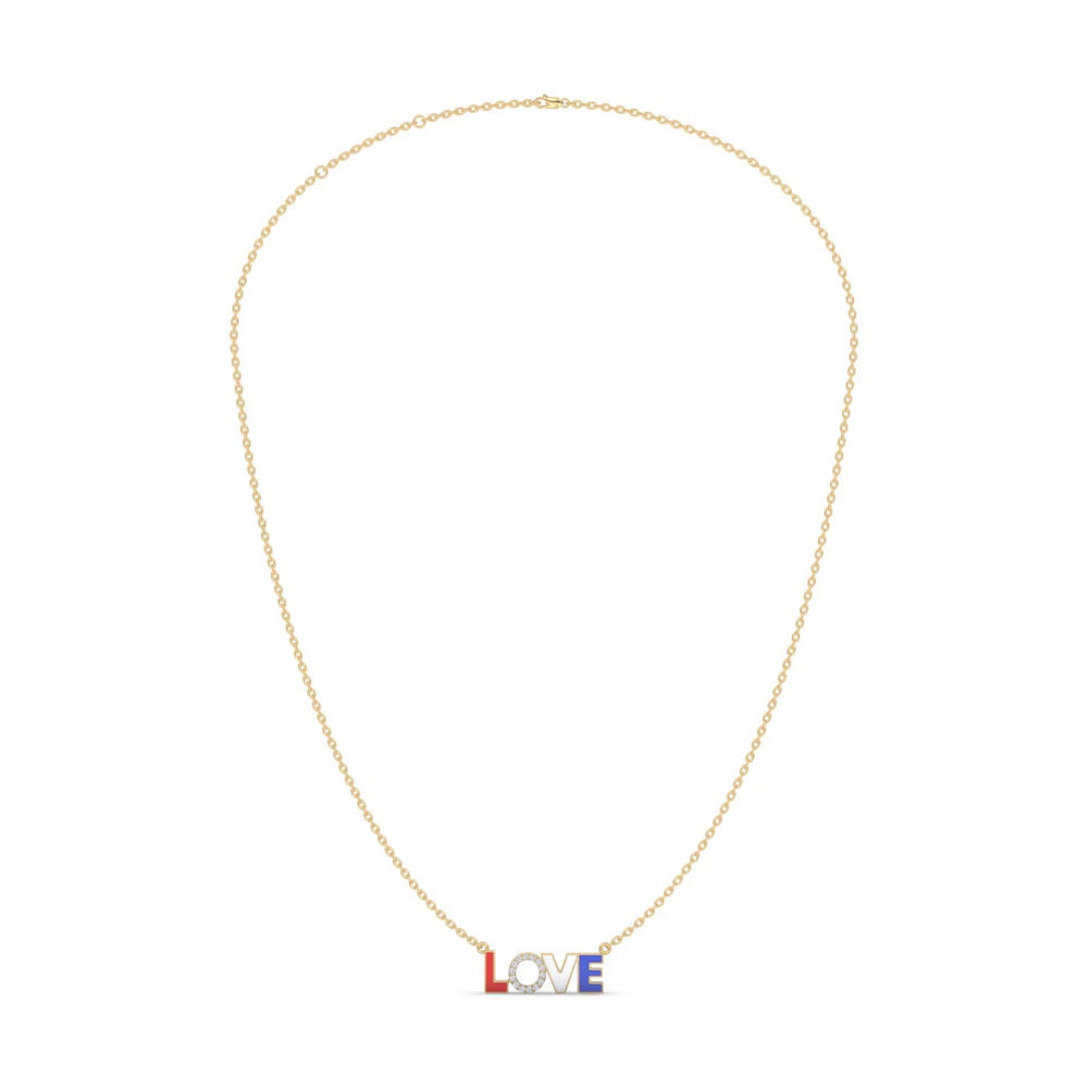 360 degree view of Patriotic Love Lab Diamond Necklace