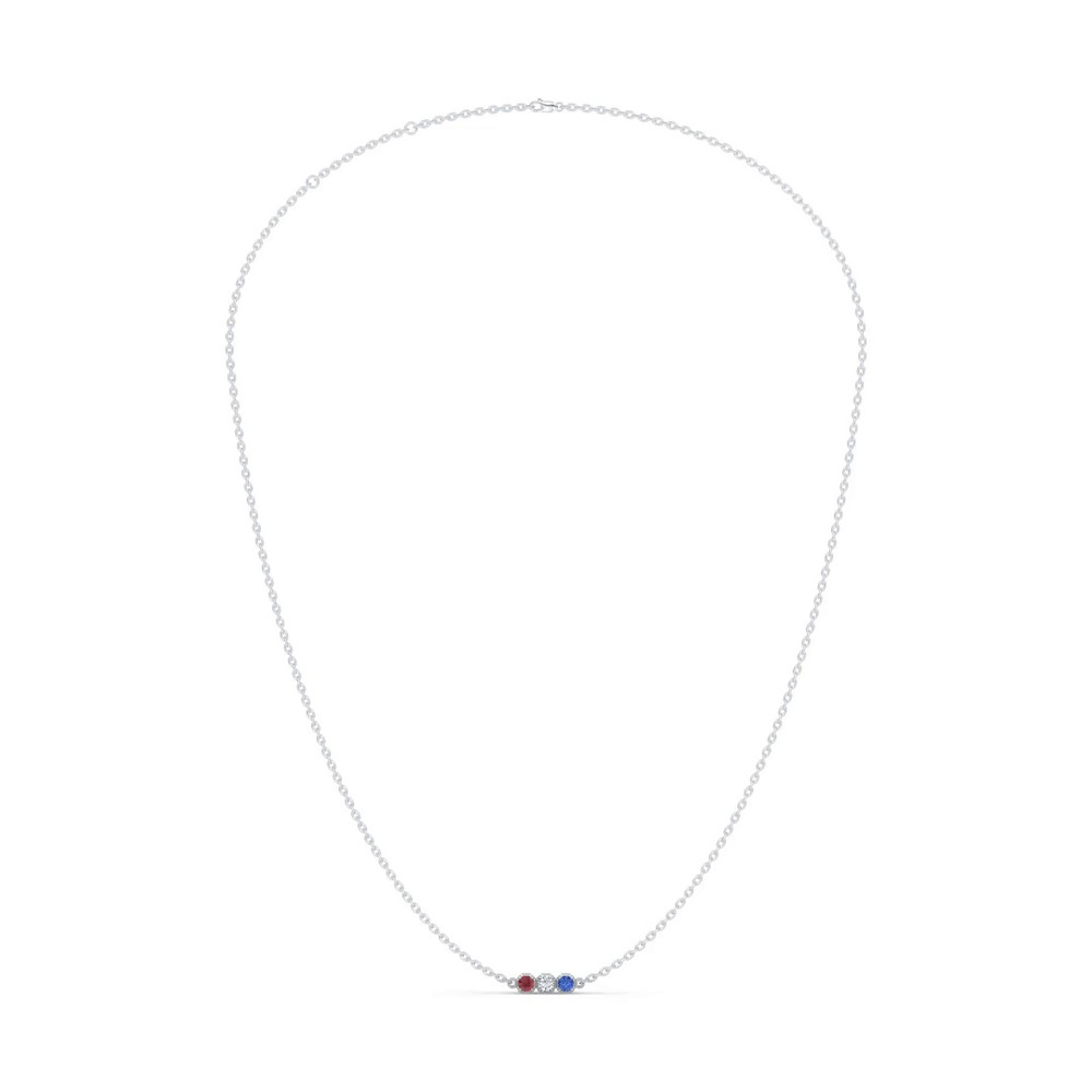 360 degree view of Americana Three-Stone Lab Diamond Silver Necklace