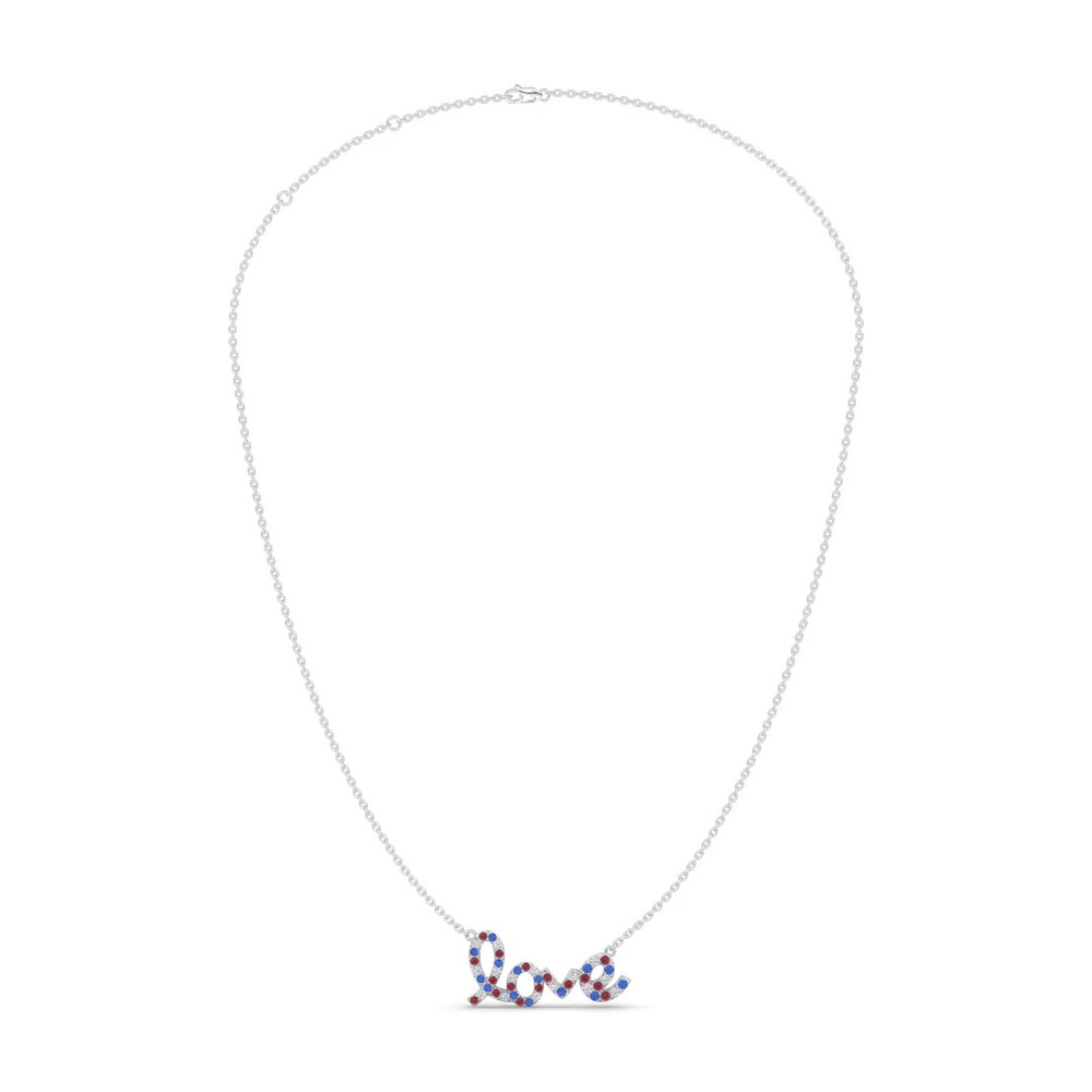 360 degree view of Americana Love Lab Diamond Necklace
