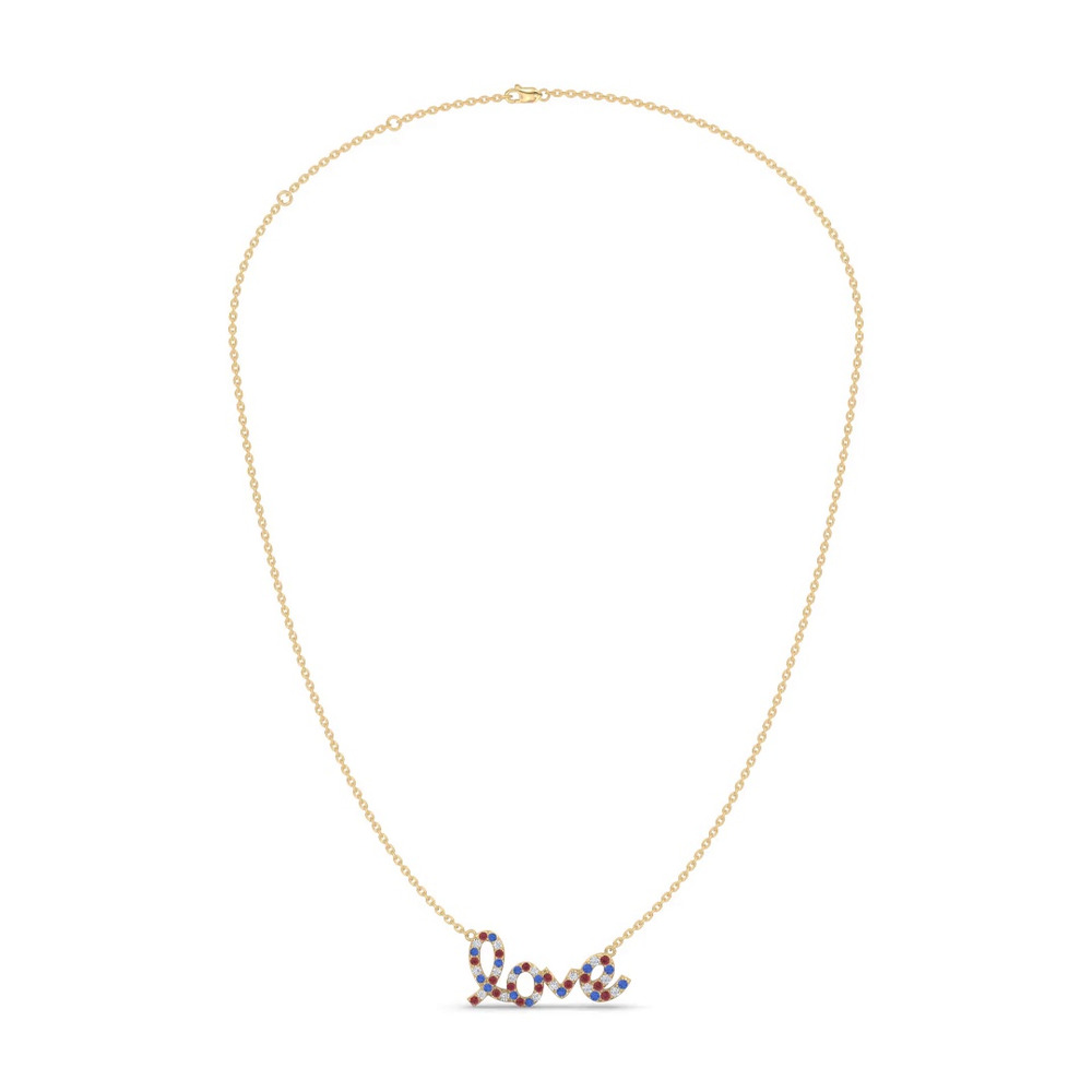 360 degree view of Americana Love Lab Diamond Necklace