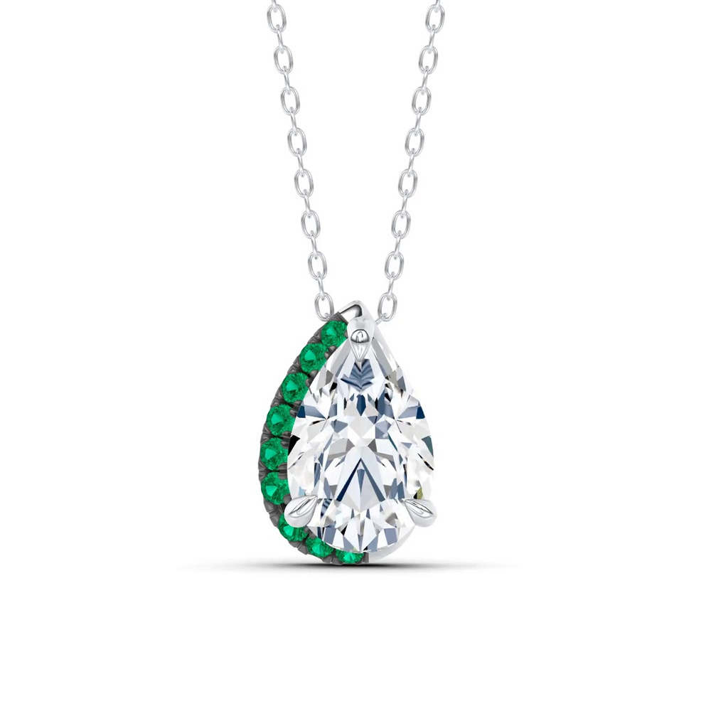 360 degree view of Lab Emerald Sweep Pendant by Christian Siriano (3 ct. tw.)