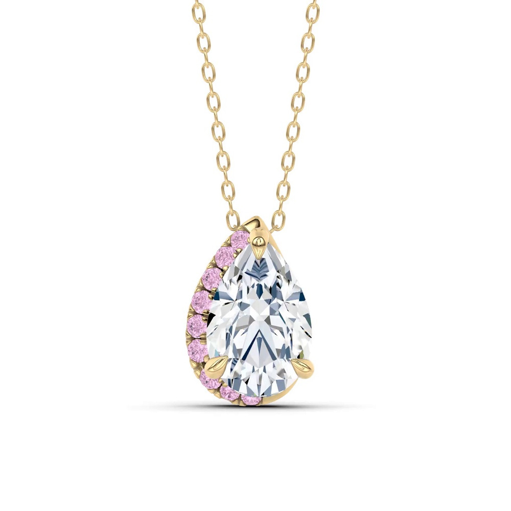 360 degree view of Lab Pink Sapphire Sweep Pendant by Christian Siriano (3 ct. tw.)