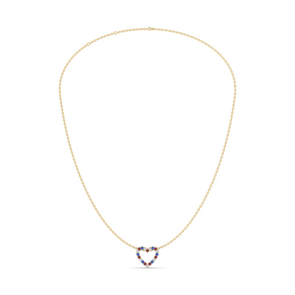 360 degree view of Americana Heart Lab Diamond Vermeil Necklace