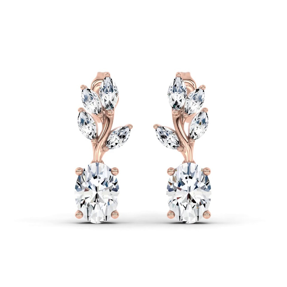 360 degree view of Hayden Curved Vine Oval Lab Diamond Earrings