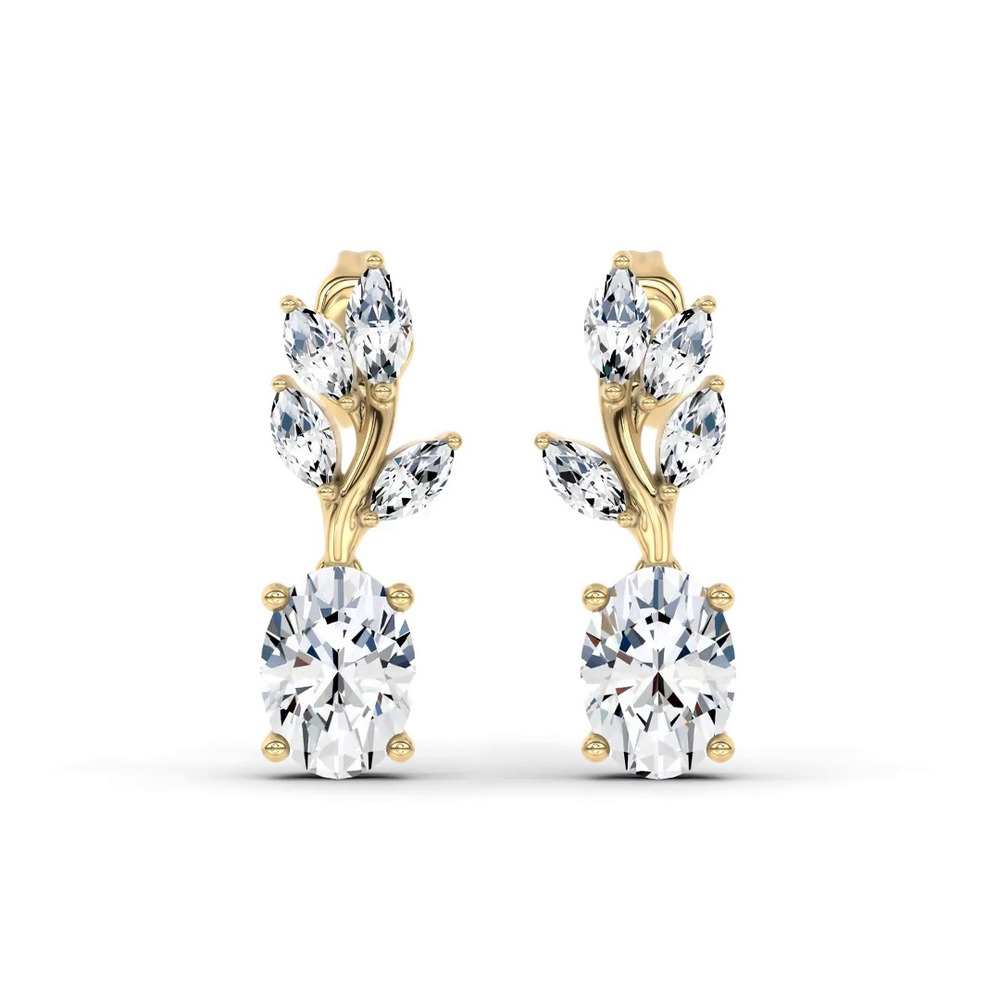 360 degree view of Hayden Curved Vine Oval Lab Diamond Earrings