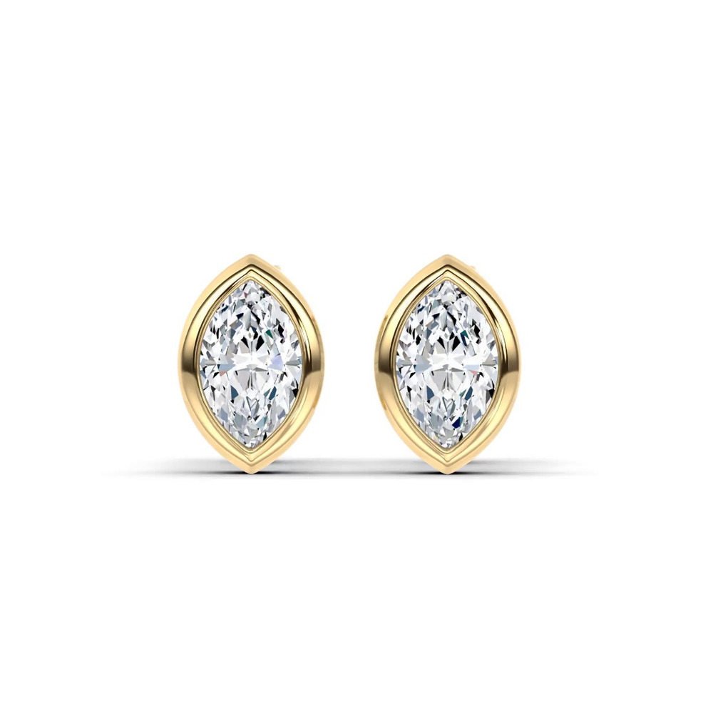 360 degree view of Maravina Marquise Bezel Lab Diamond Silver Stud Earrings by Christian Siriano (.32 ct. tw.)