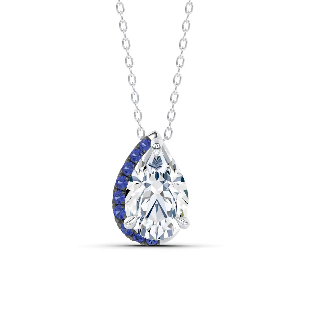 360 degree view of Lab Sapphire Sweep Pendant by Christian Siriano (3 ct. tw.)