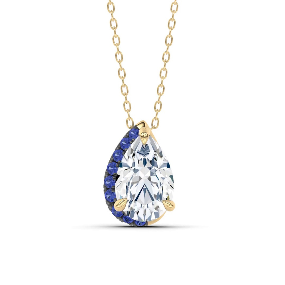 360 degree view of Lab Sapphire Sweep Pendant by Christian Siriano (3 ct. tw.)