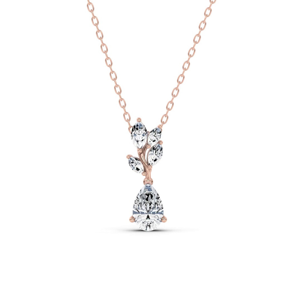 360 degree view of Hayden Curved Vine Pear Lab Diamond Necklace