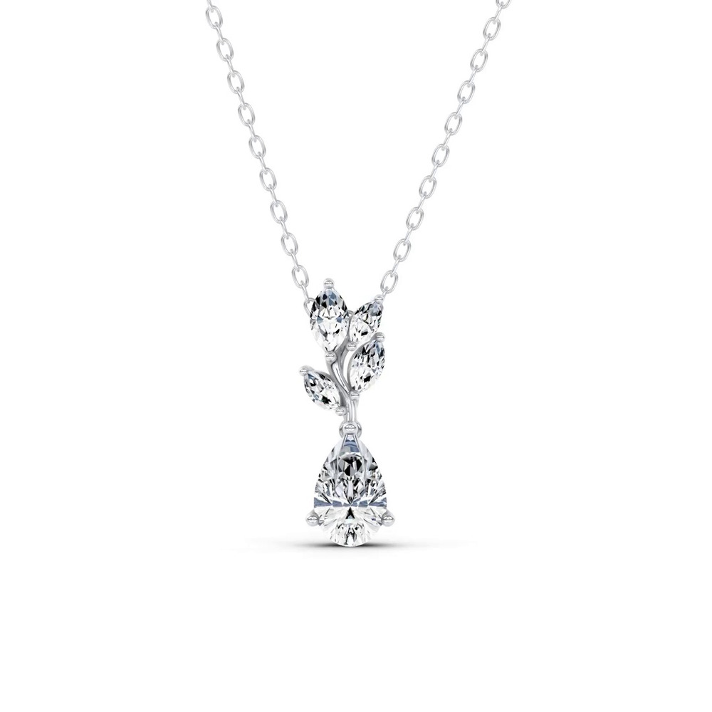 360 degree view of Hayden Curved Vine Pear Lab Diamond Necklace