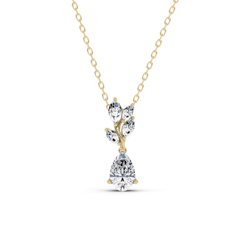 360 degree view of Hayden Curved Vine Pear Lab Diamond Necklace