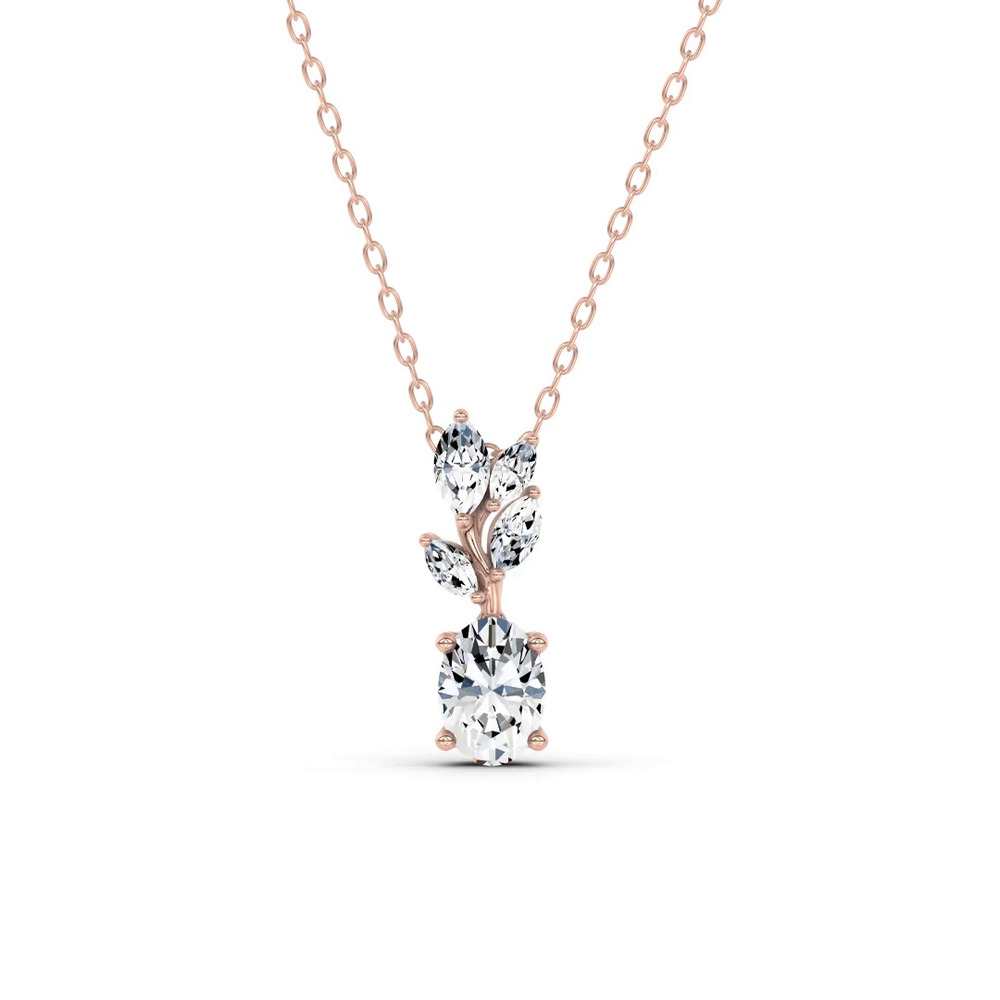 360 degree view of Hayden Curved Vine Oval Lab Diamond Necklace