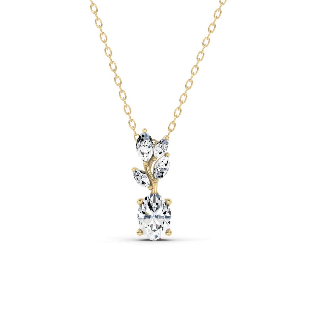 360 degree view of Hayden Curved Vine Oval Lab Diamond Necklace
