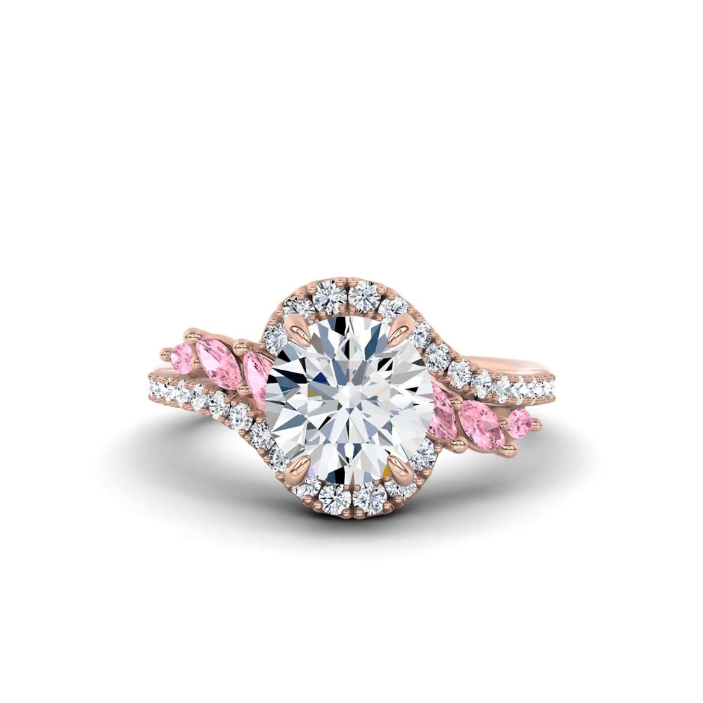 360 degree view of Envol Pink Sapphire Accented Engagement Ring by Christian Siriano