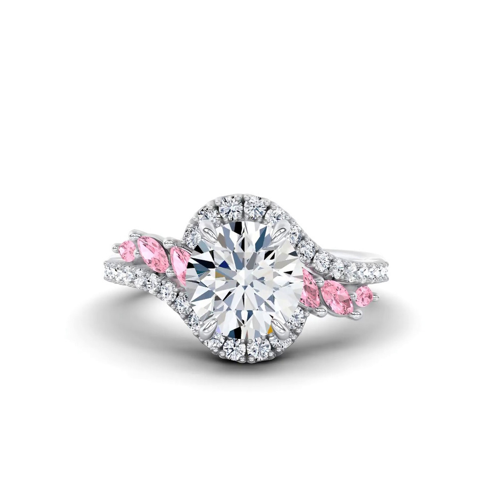 360 degree view of Envol Pink Sapphire Accented Engagement Ring by Christian Siriano