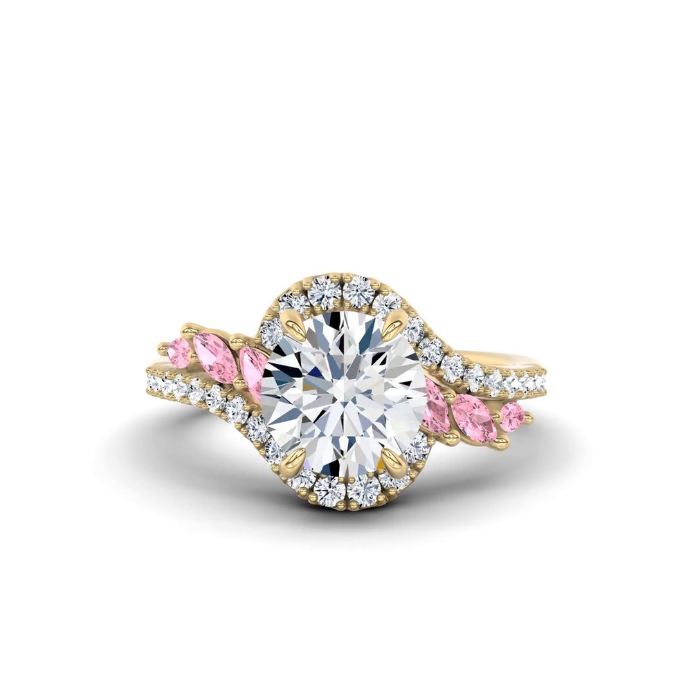 360 degree view of Envol Pink Sapphire Accented Engagement Ring by Christian Siriano