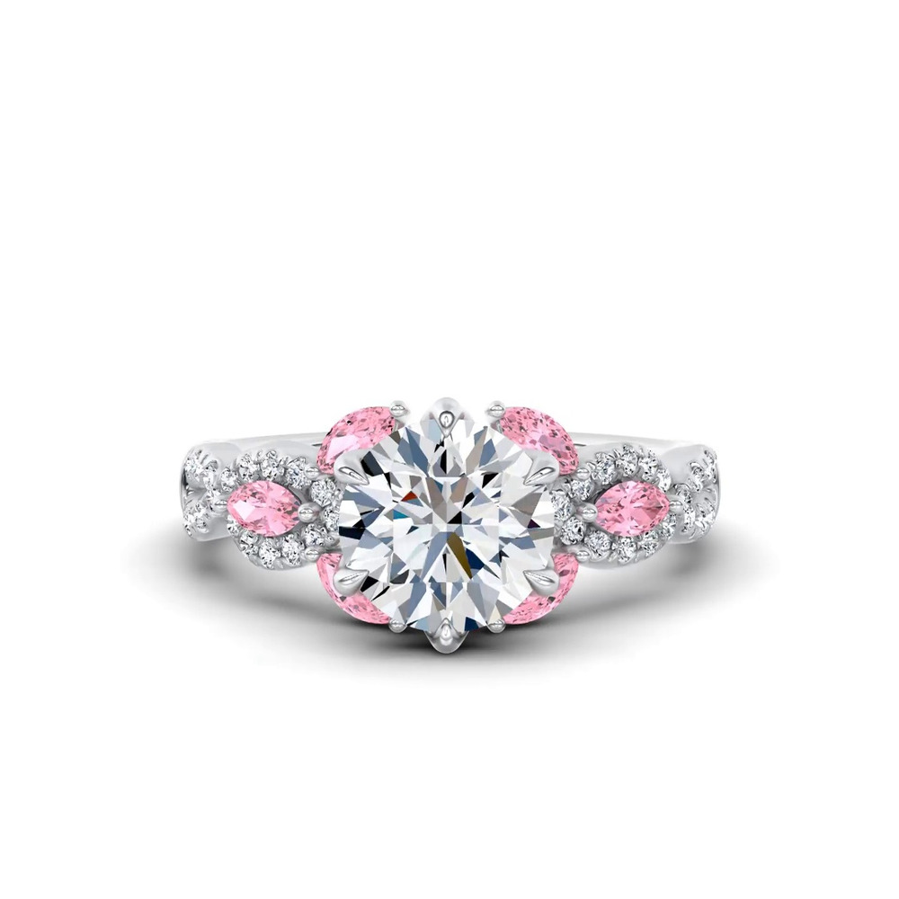 360 degree view of Valora Pavé Vine Pink Sapphire Lab Engagement Ring by Christian Siriano