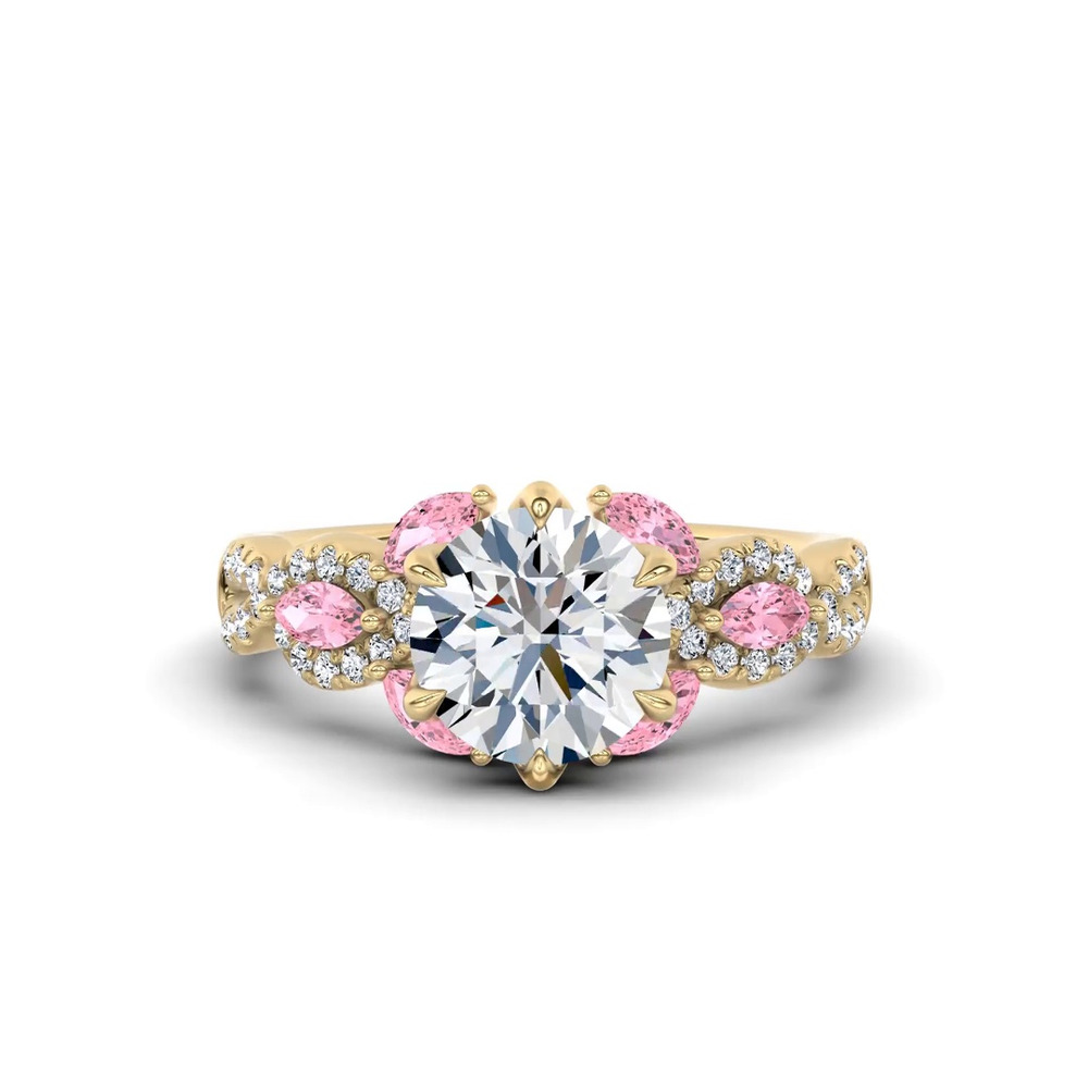 360 degree view of Valora Pavé Vine Pink Sapphire Lab Engagement Ring by Christian Siriano