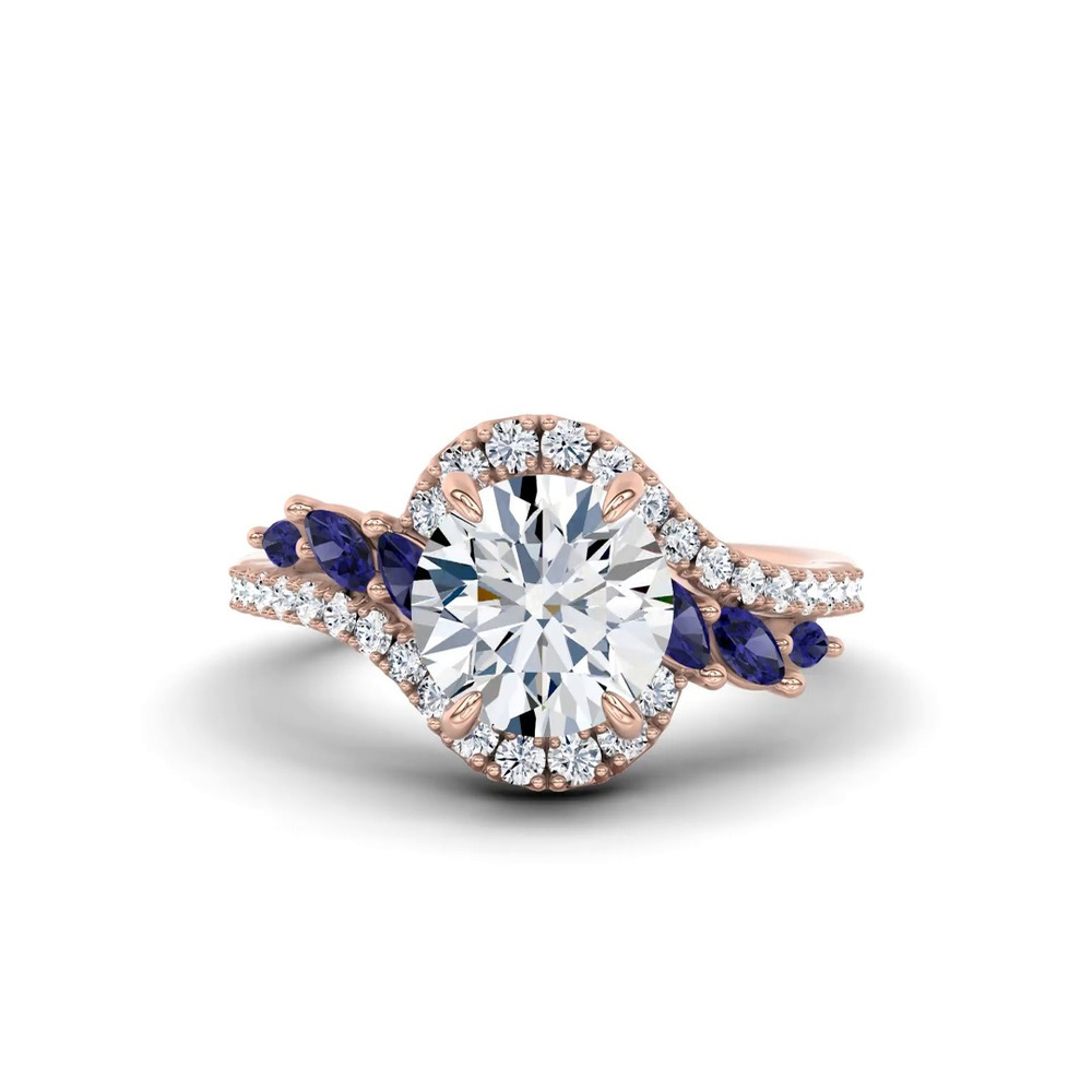 360 degree view of Envol Sapphire Accented Lab Engagement Ring by Christian Siriano