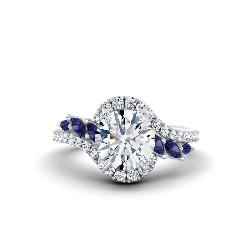 360 degree view of Envol Sapphire Accented Lab Engagement Ring by Christian Siriano