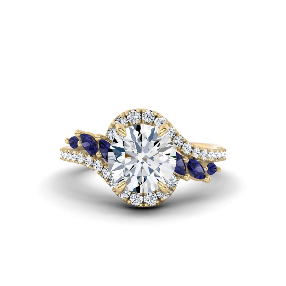360 degree view of Envol Sapphire Accented Lab Engagement Ring by Christian Siriano