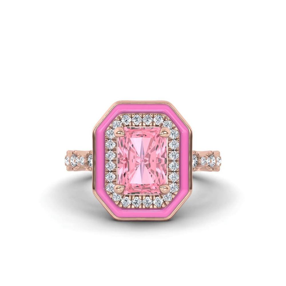360 degree view of Rosavé Pink Lab Diamond Icon Ring by Christian Siriano