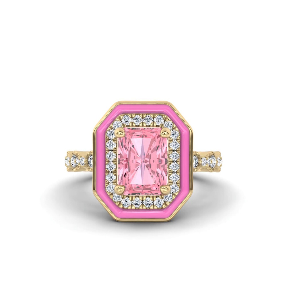 360 degree view of Rosavé Pink Lab Diamond Icon Ring by Christian Siriano