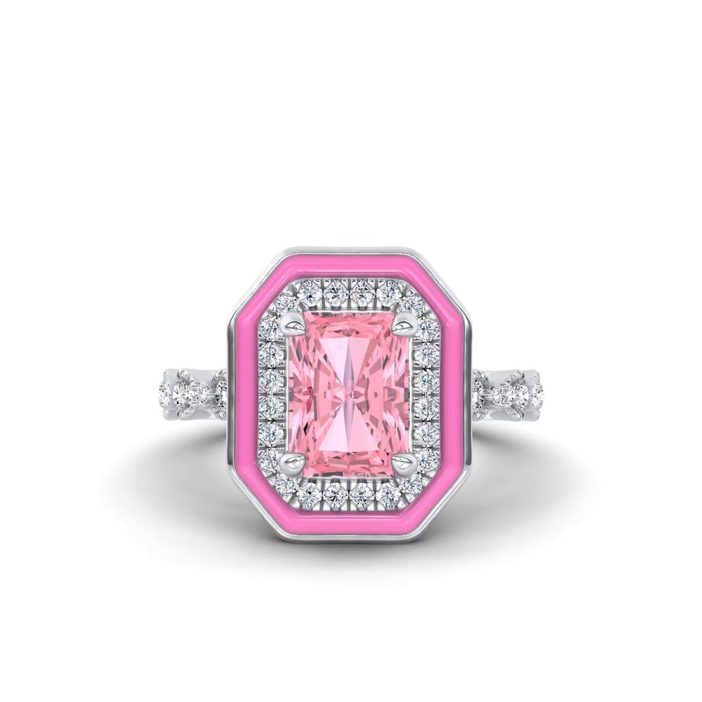 360 degree view of Rosavé Pink Lab Diamond Icon Ring by Christian Siriano