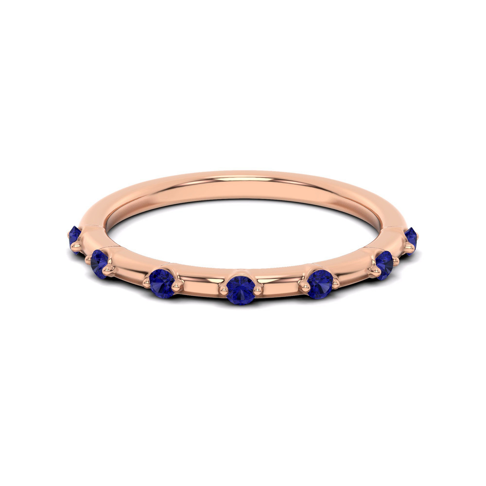 360 degree view of Starlight Spaced Blue Sapphire Band