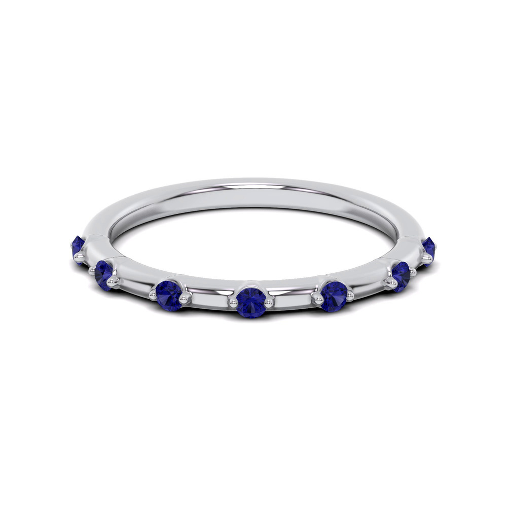 360 degree view of Starlight Spaced Blue Sapphire Band