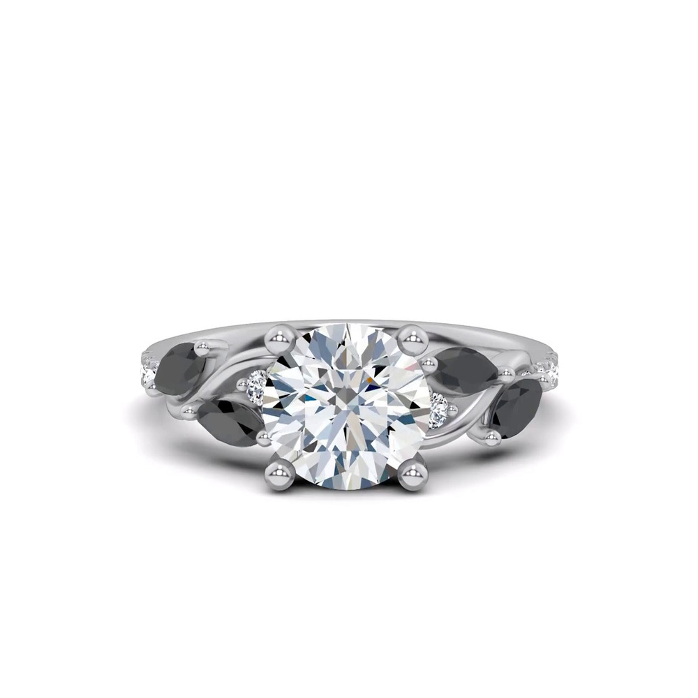 360 degree view of Hayden Curved Vine Black And White Diamond Engagement Ring