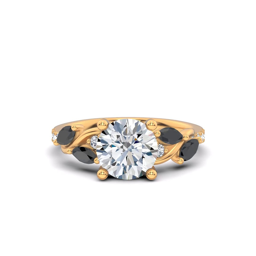 360 degree view of Hayden Curved Vine Black And White Diamond Engagement Ring