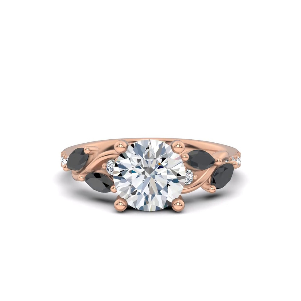 360 degree view of Hayden Curved Vine Black And White Diamond Engagement Ring