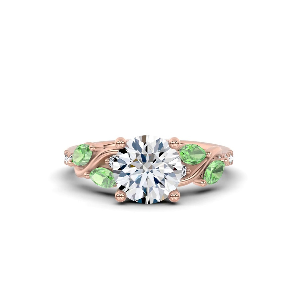 360 degree view of Hayden Curved Vine Tsavorite And Diamond Engagement Ring