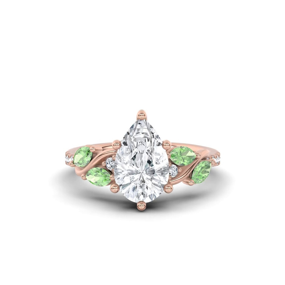360 degree view of Hayden Curved Vine Tsavorite And Diamond Engagement Ring