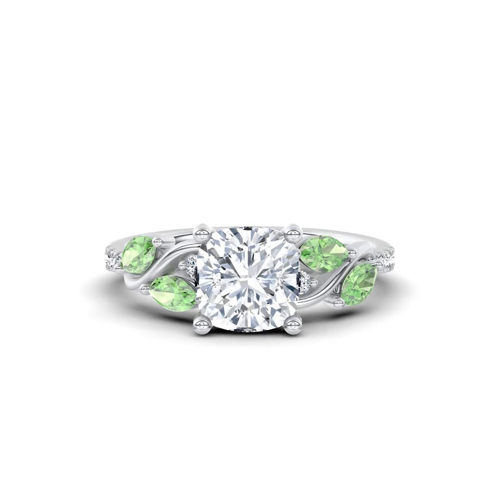 360 degree view of Hayden Curved Vine Tsavorite And Diamond Engagement Ring