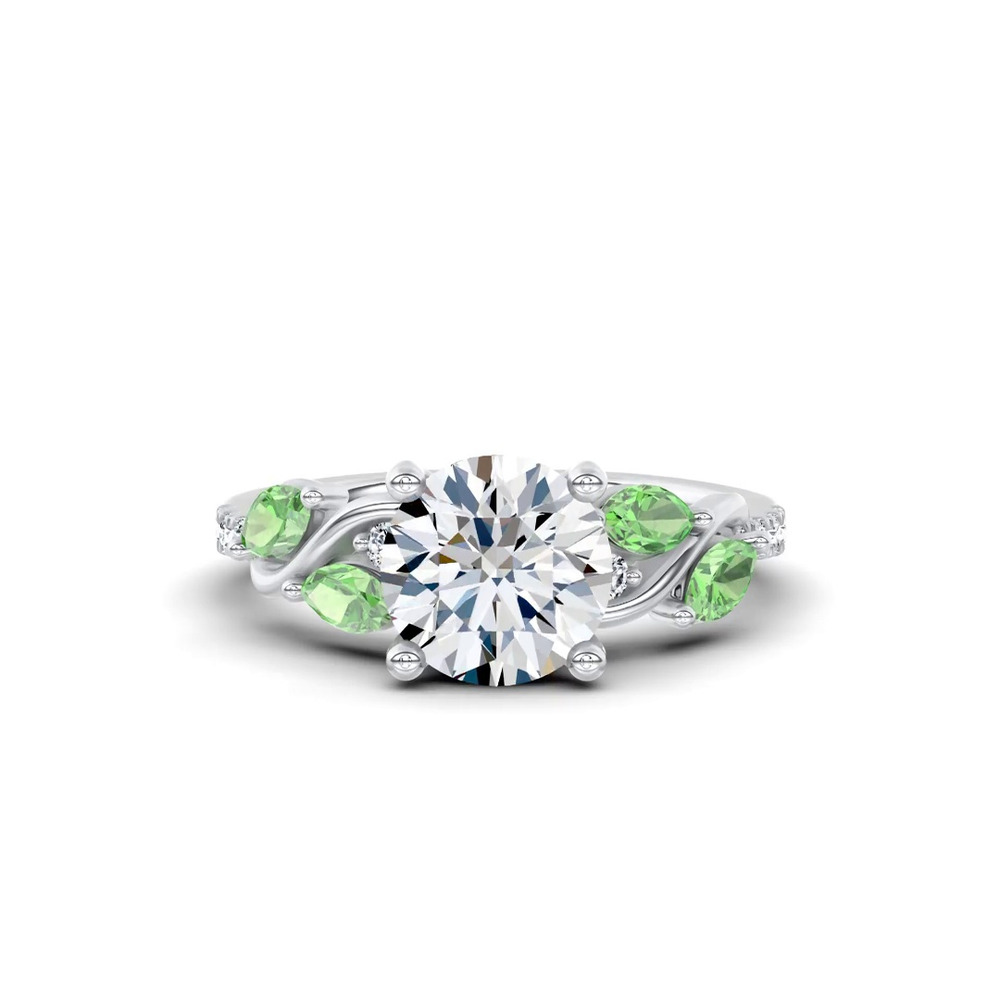 360 degree view of Hayden Curved Vine Tsavorite And Diamond Engagement Ring