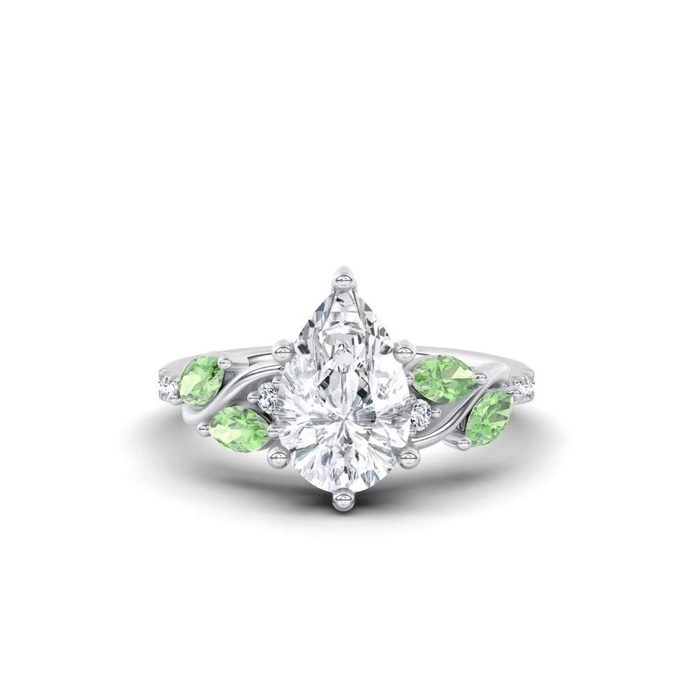 360 degree view of Hayden Curved Vine Tsavorite And Diamond Engagement Ring