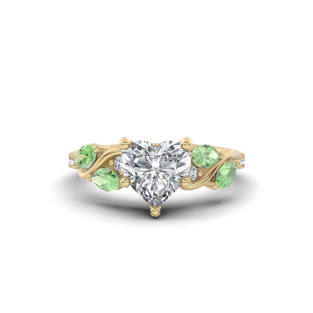 360 degree view of Hayden Curved Vine Tsavorite And Diamond Engagement Ring