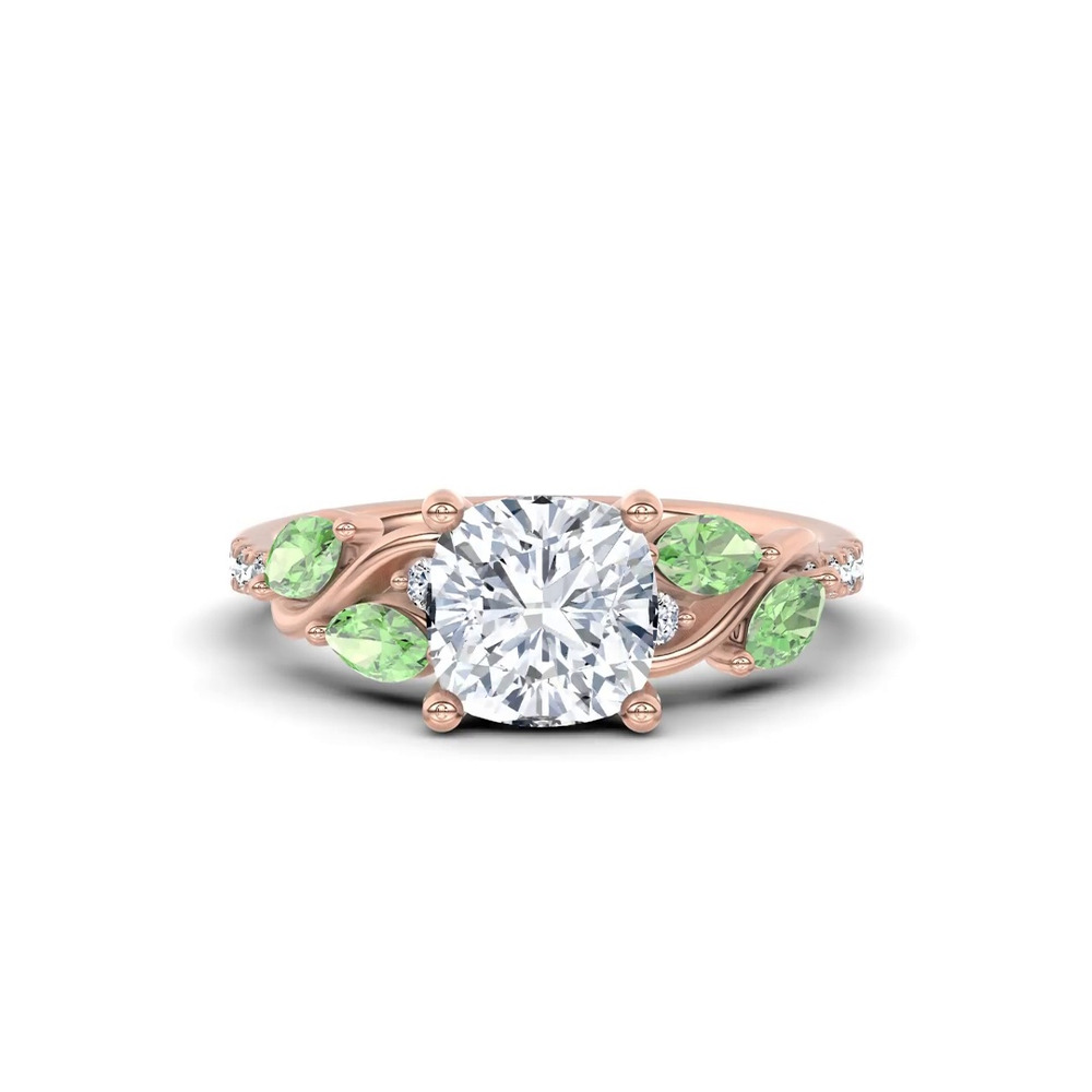 360 degree view of Hayden Curved Vine Tsavorite And Diamond Engagement Ring