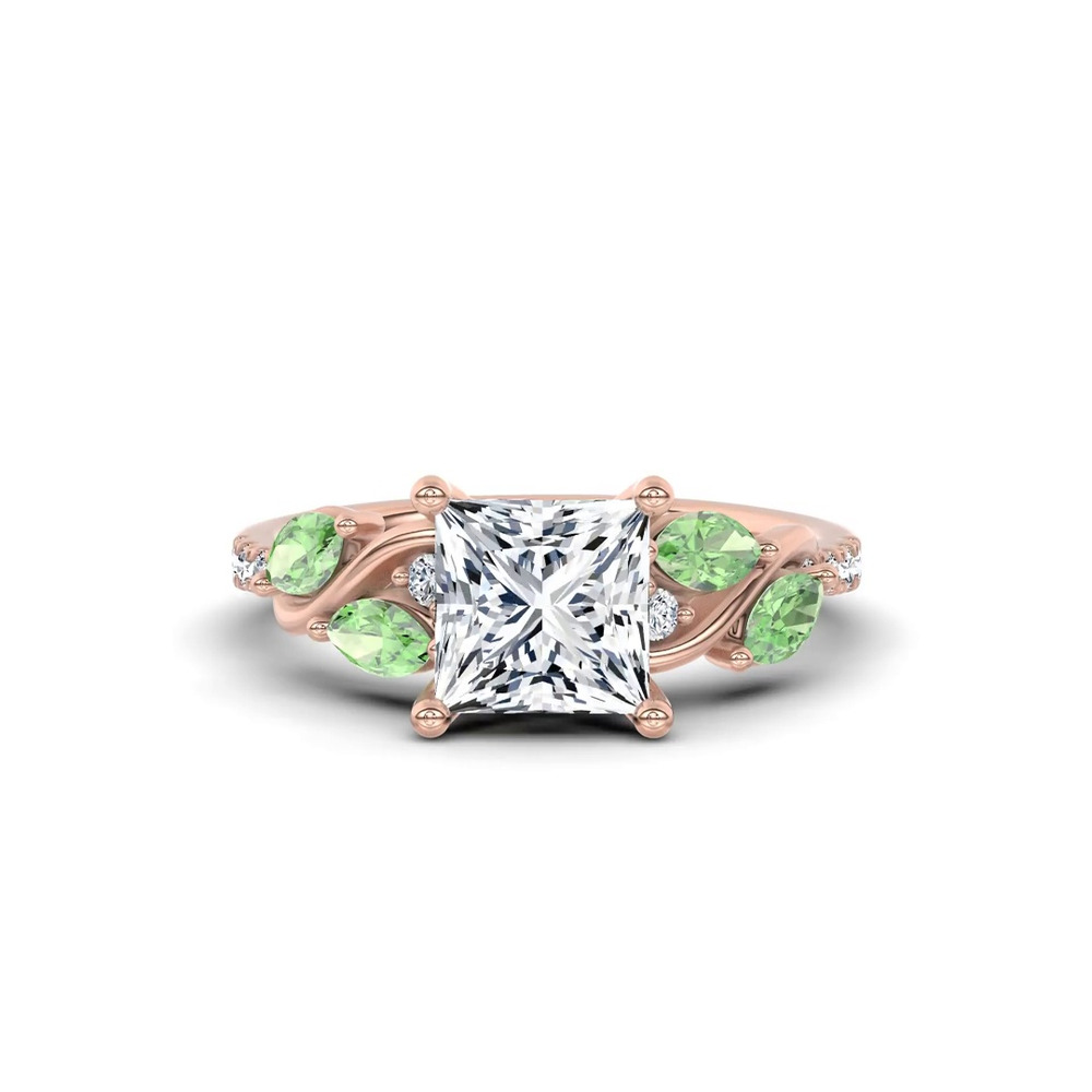 360 degree view of Hayden Curved Vine Tsavorite And Diamond Engagement Ring