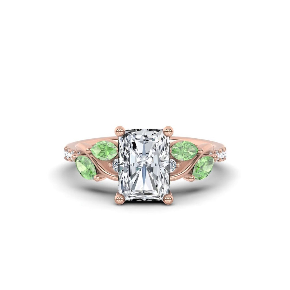 360 degree view of Hayden Curved Vine Tsavorite And Diamond Engagement Ring
