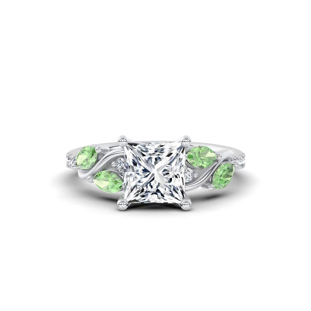 360 degree view of Hayden Curved Vine Tsavorite And Diamond Engagement Ring