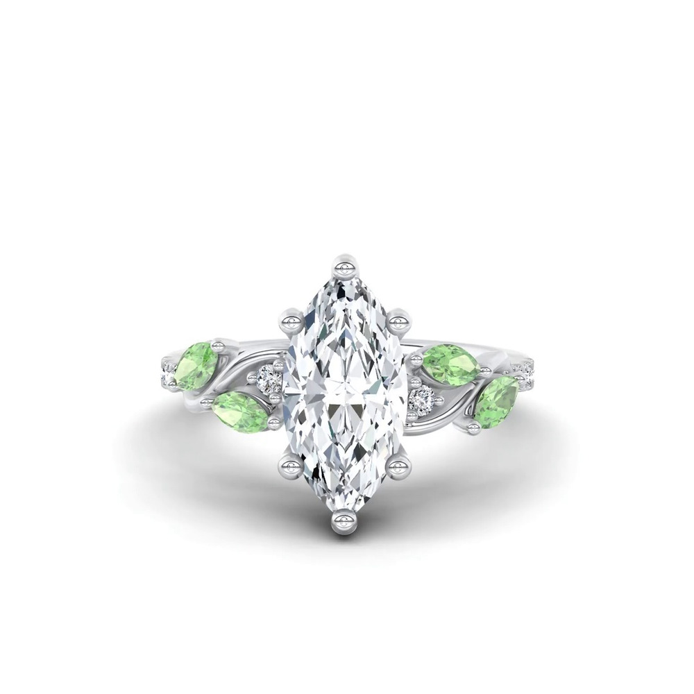 360 degree view of Hayden Curved Vine Tsavorite And Diamond Engagement Ring