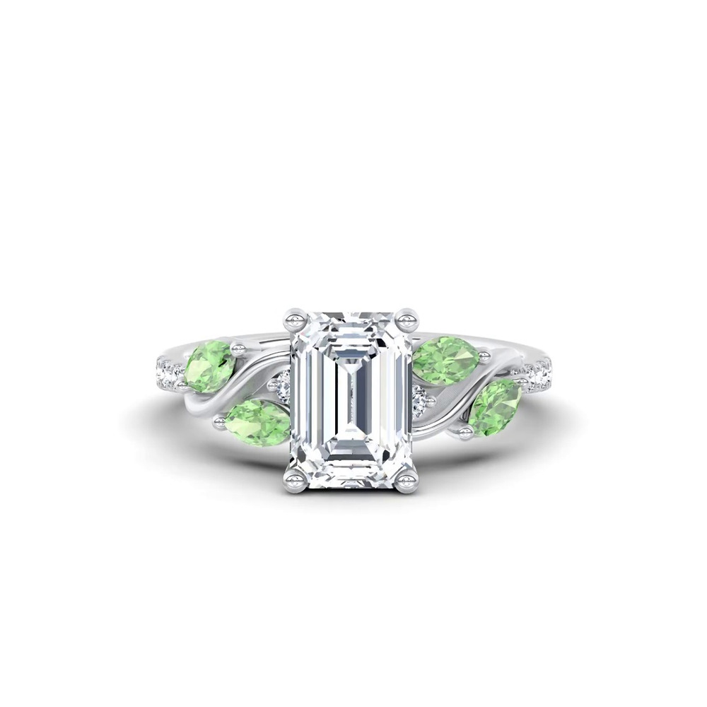 360 degree view of Hayden Curved Vine Tsavorite And Diamond Engagement Ring