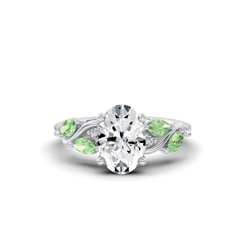 360 degree view of Hayden Curved Vine Tsavorite And Diamond Engagement Ring