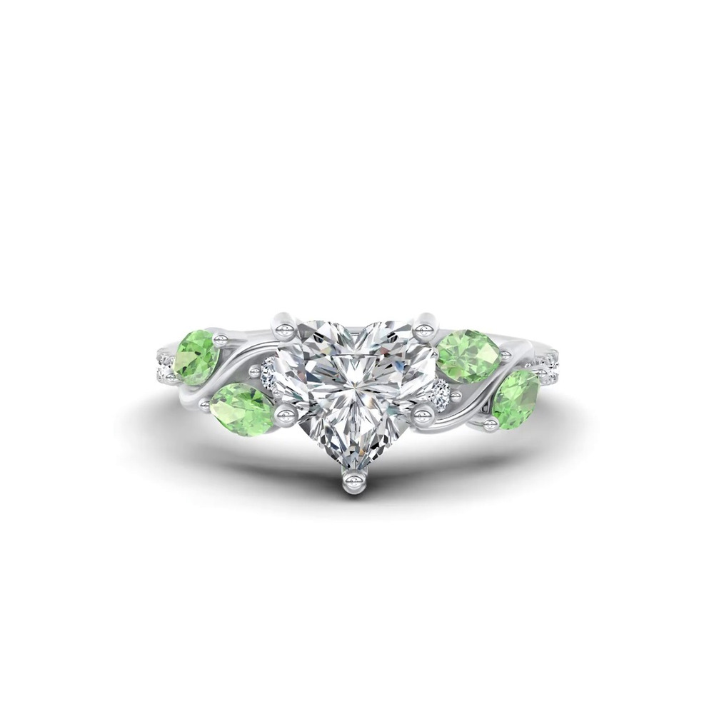 360 degree view of Hayden Curved Vine Tsavorite And Diamond Engagement Ring