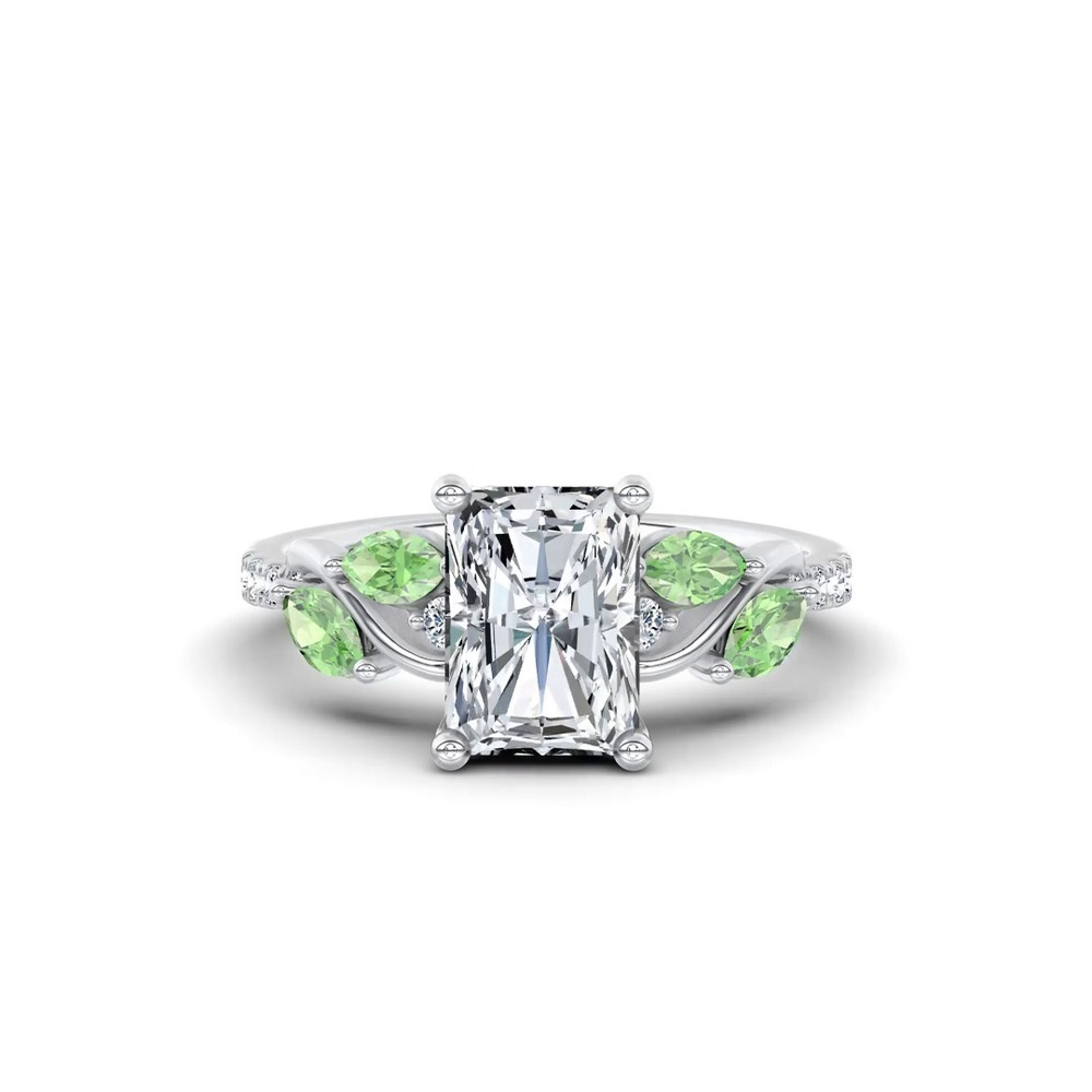 360 degree view of Hayden Curved Vine Tsavorite And Diamond Engagement Ring