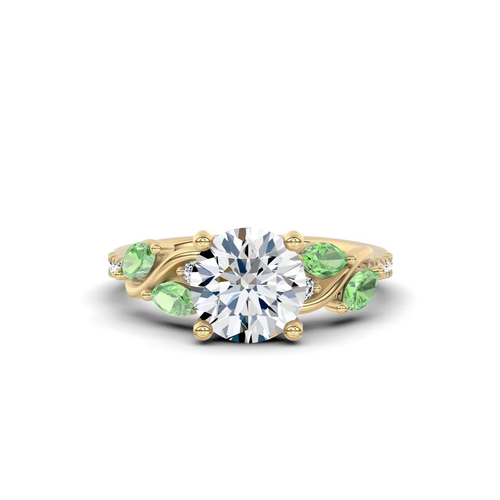 360 degree view of Hayden Curved Vine Tsavorite And Diamond Engagement Ring